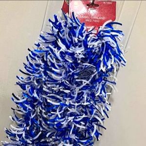 Blue and White Curvy Holiday Tinsel Garland | Sets of 2 (18ft Total)